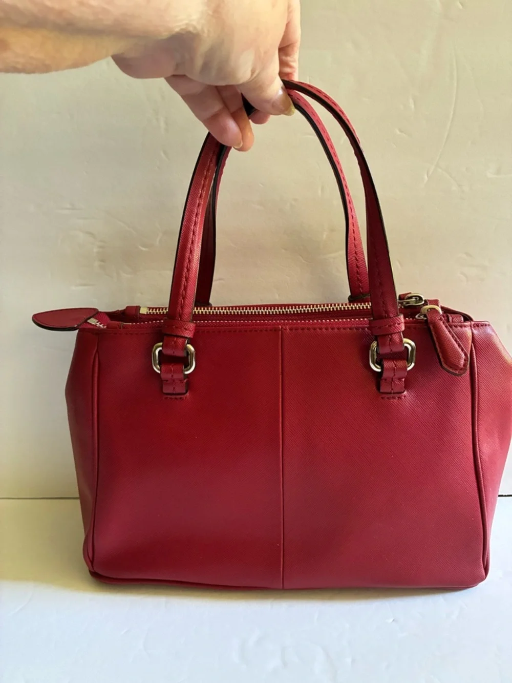 Coach Deep Red Cross Grain Leather Satchel with Strap EUC!! - Picture 2 of 14